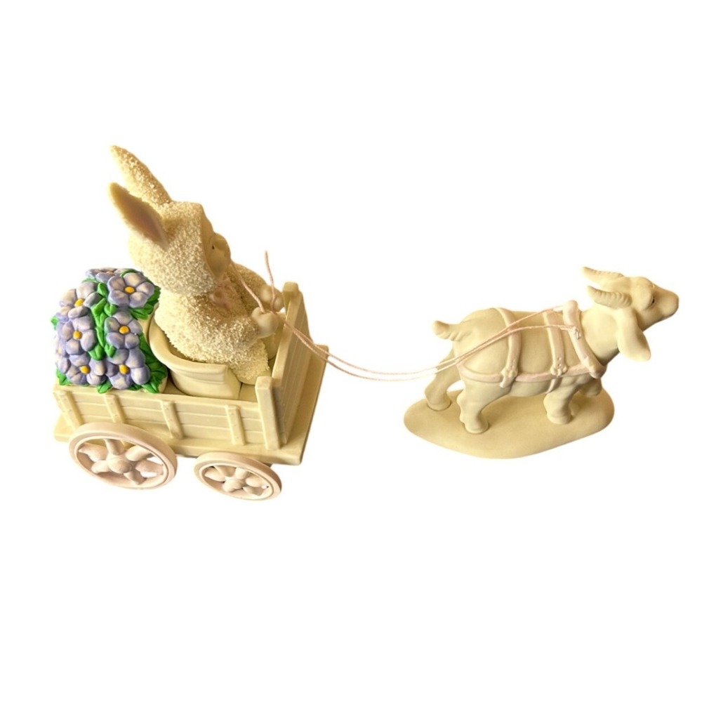 Department 56 Snowbabies Off To Market Figurine Bunny‎ Goat Cart 1998 2pc Set